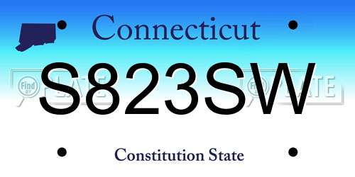 S823SW Connecticut License Plate