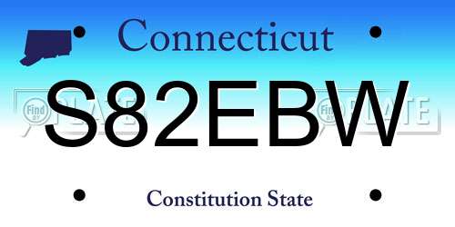 S82EBW Connecticut License Plate