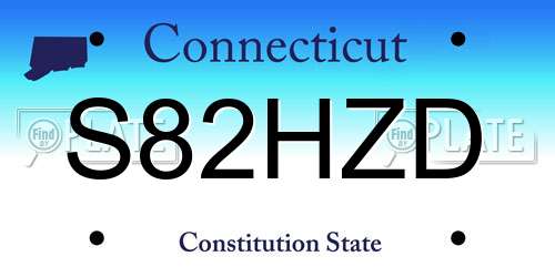 S82HZD Connecticut License Plate