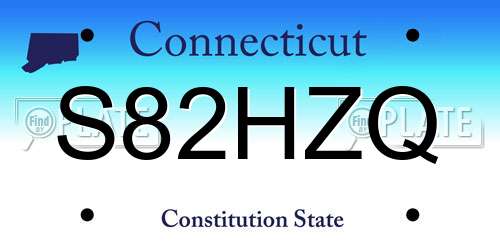 S82HZQ Connecticut License Plate