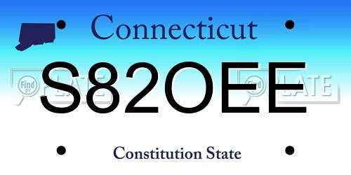 S82OEE Connecticut License Plate