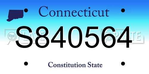 S840564 Connecticut License Plate