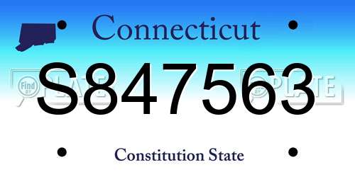 S847563 Connecticut License Plate