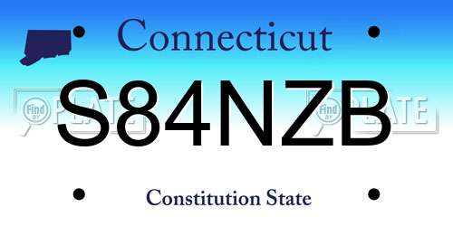 S84NZB Connecticut License Plate