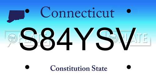 S84YSV Connecticut License Plate