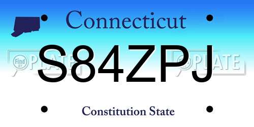 S84ZPJ Connecticut License Plate