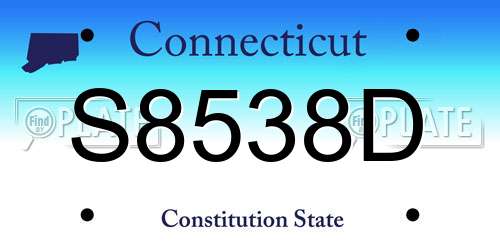 S8538D Connecticut License Plate