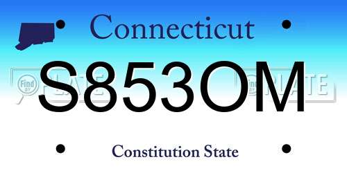 S853OM Connecticut License Plate