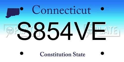 S854VE Connecticut License Plate
