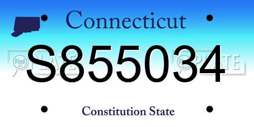 S855034 Connecticut License Plate