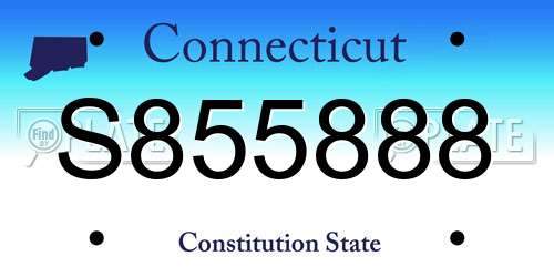 S855888 Connecticut License Plate