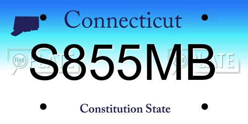 S855MB Connecticut License Plate