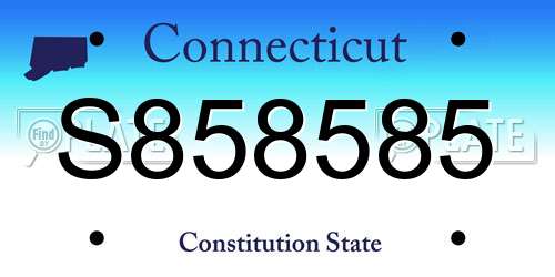 S858585 Connecticut License Plate