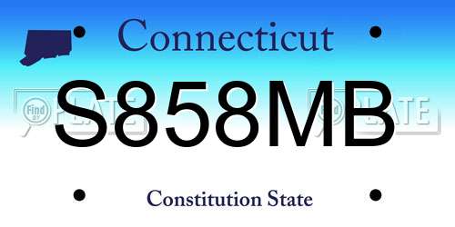 S858MB Connecticut License Plate