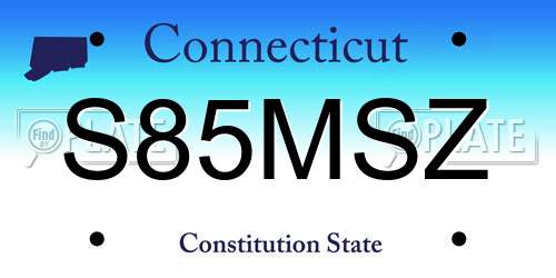 S85MSZ Connecticut License Plate