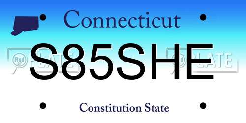 S85SHE Connecticut License Plate