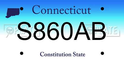 S860AB Connecticut License Plate