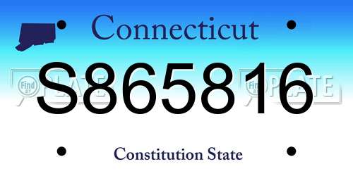 S865816 Connecticut License Plate
