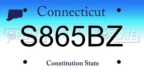 S865BZ Connecticut License Plate