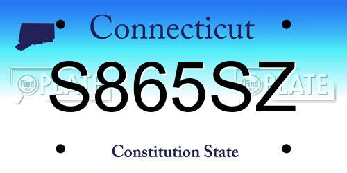 S865SZ Connecticut License Plate