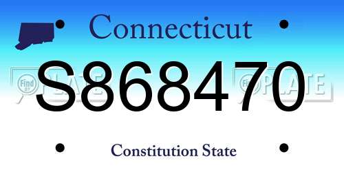 S868470 Connecticut License Plate