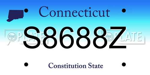 S8688Z Connecticut License Plate