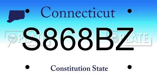 S868BZ Connecticut License Plate