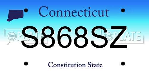 S868SZ Connecticut License Plate