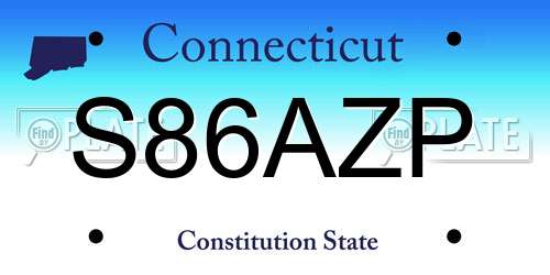 S86AZP Connecticut License Plate