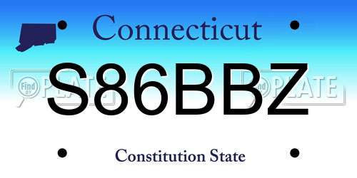 S86BBZ Connecticut License Plate