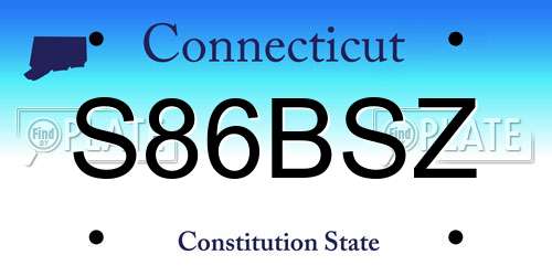 S86BSZ Connecticut License Plate