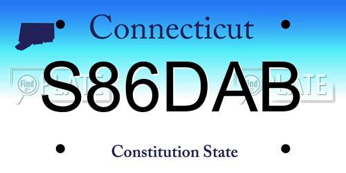 S86DAB Connecticut License Plate