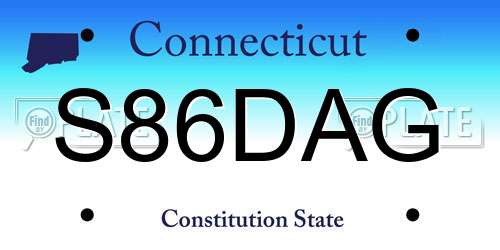 S86DAG Connecticut License Plate