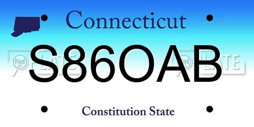 S86OAB Connecticut License Plate
