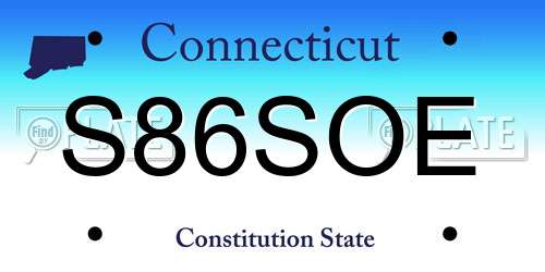 S86SOE Connecticut License Plate