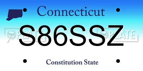 S86SSZ Connecticut License Plate