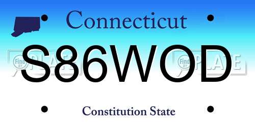 S86WOD Connecticut License Plate