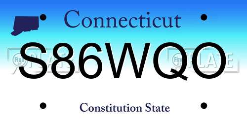 S86WQO Connecticut License Plate