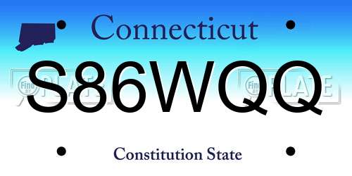 S86WQQ Connecticut License Plate