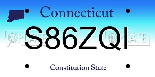 S86ZQI Connecticut License Plate