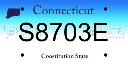 S8703E Connecticut License Plate