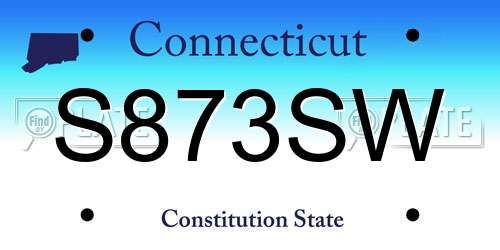 S873SW Connecticut License Plate