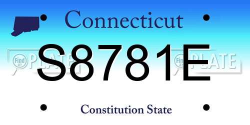 S8781E Connecticut License Plate