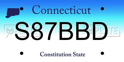 S87BBD Connecticut License Plate