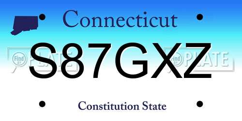 S87GXZ Connecticut License Plate