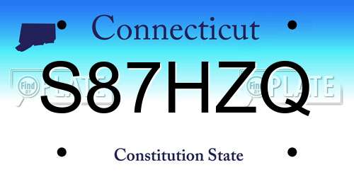 S87HZQ Connecticut License Plate