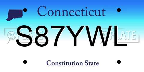 S87YWL Connecticut License Plate