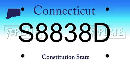S8838D Connecticut License Plate