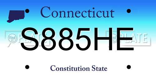 S885HE Connecticut License Plate