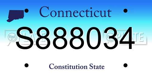 S888034 Connecticut License Plate